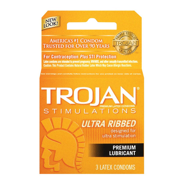 Trojan木马 超刺激条纹避孕套 3只 - 伊人成人情趣用品
